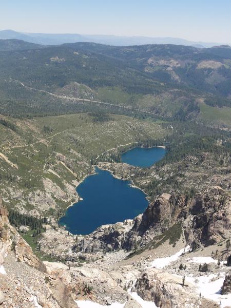 Sardine Lakes and moraines aerial view