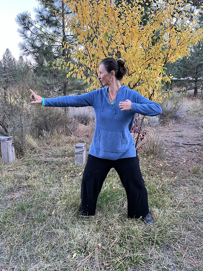 performing tai chi pose