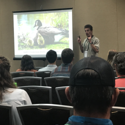 Daniel giving a presentation on birds