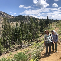 people on a sunny trail together