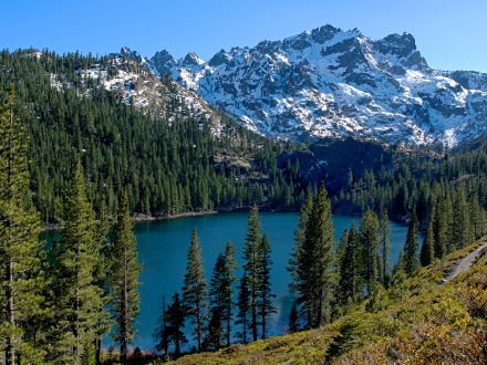 mountain and lake