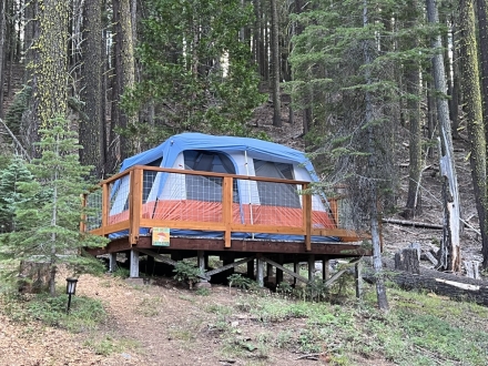 tent on a platform